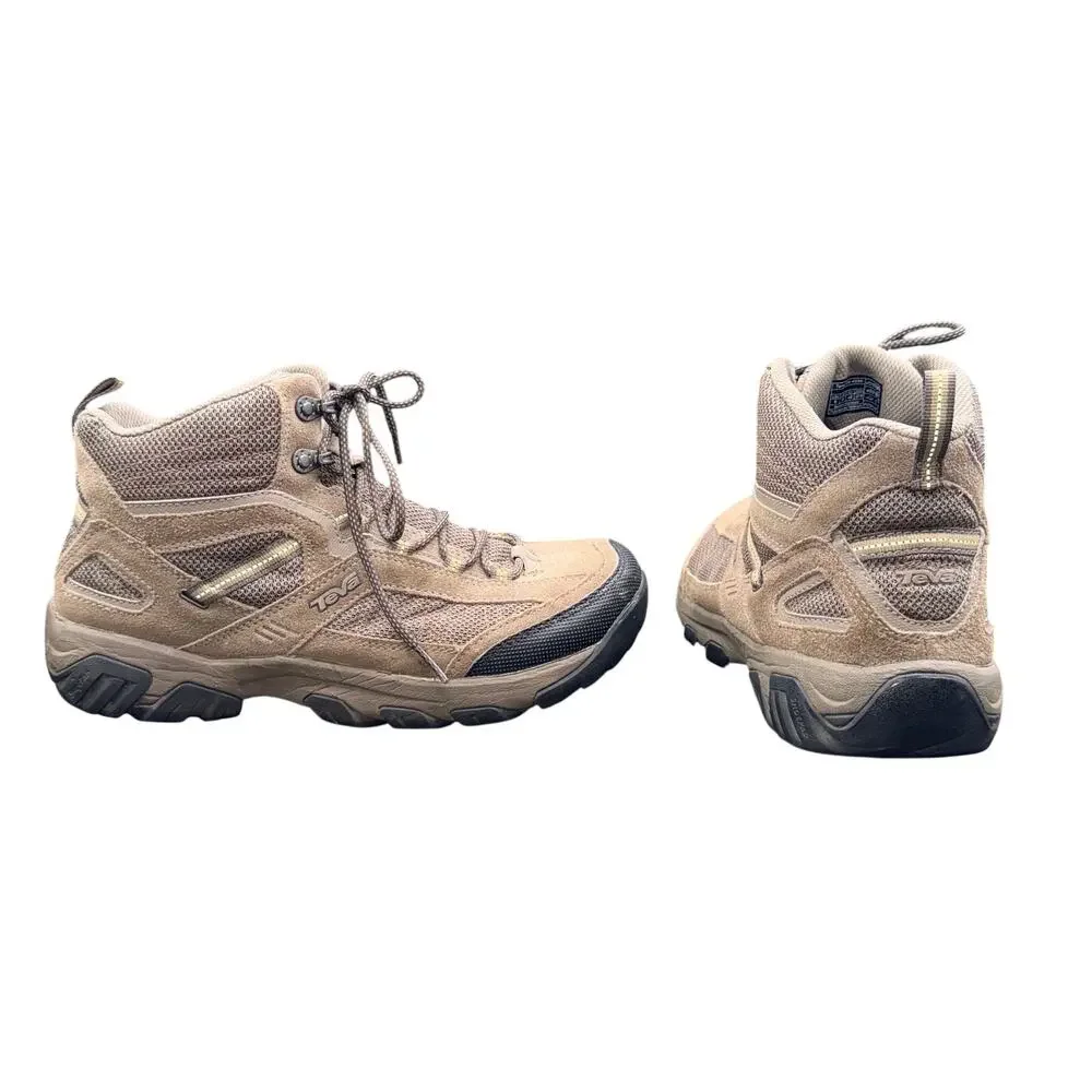 Teva Men’s Hiking Boots Brown Suede Mesh Mid Trail Shoes Size 9